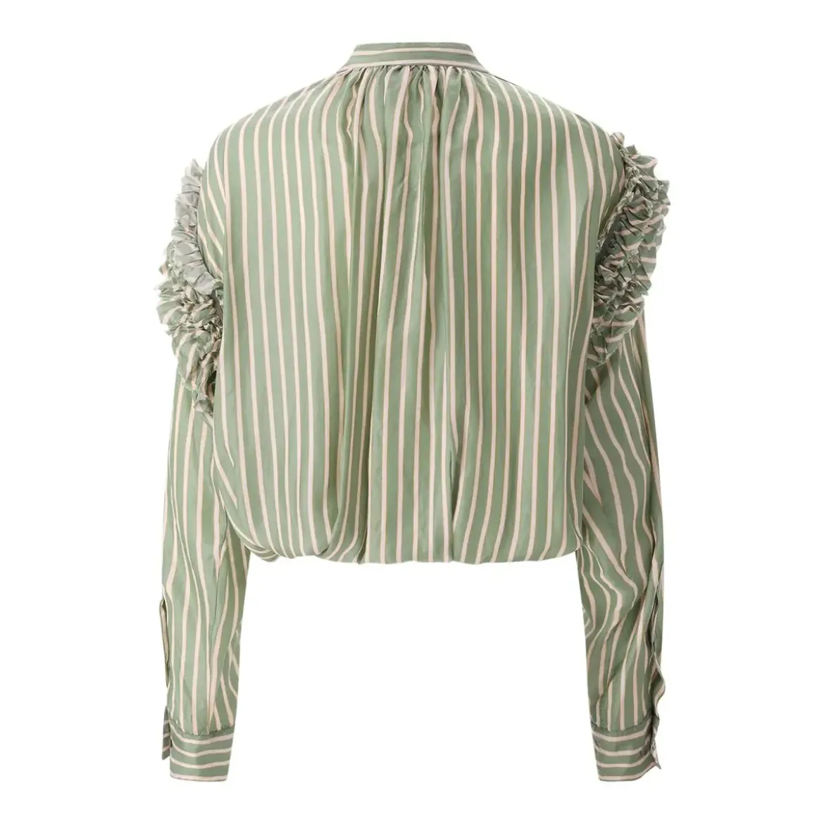 Dries Van Noten Wrap-Style Blouse With Ruffle Neckline Grey Bluse