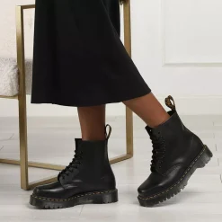 Dr. Martens 1460 Bex Squared Black Polished Smooth Schnürstiefel