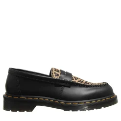 Dr. Martens PentonBlack+Light Tan Smooth+Mini Leopard Loafer