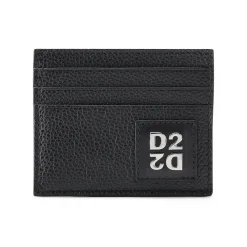 Dsquared2 Kartenetui Upside Down aus Leder schwarz Geldbörse