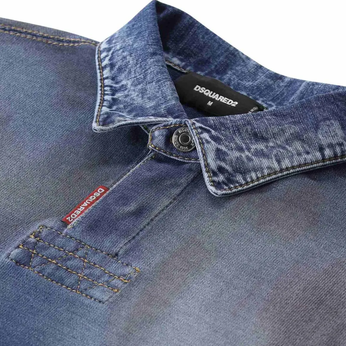 Dsquared2 Langarm-Poloshirt im Denim-Style blau Poloshirt