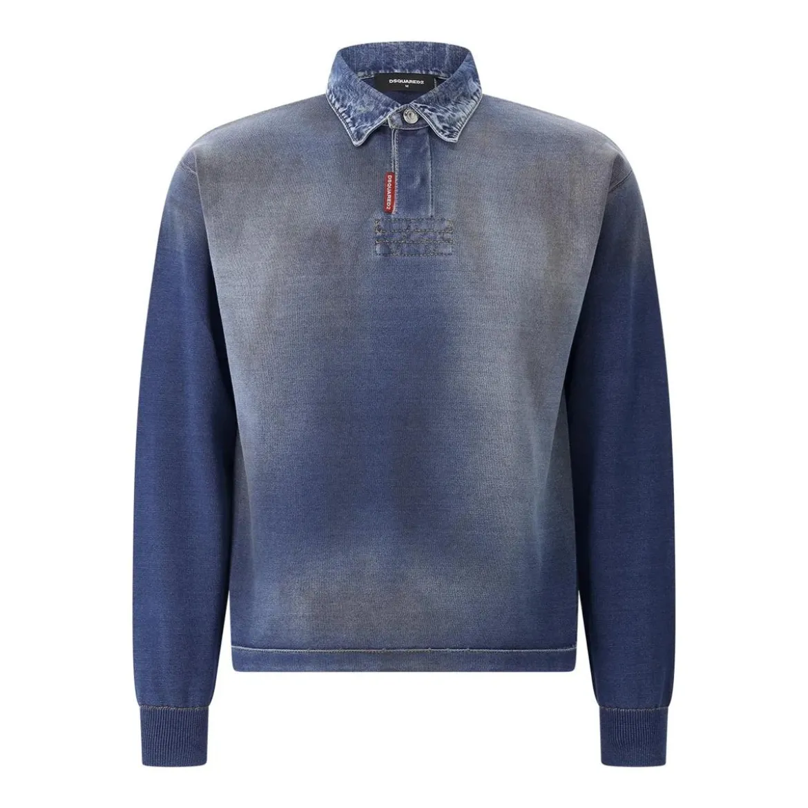 Dsquared2 Langarm-Poloshirt im Denim-Style blau Poloshirt