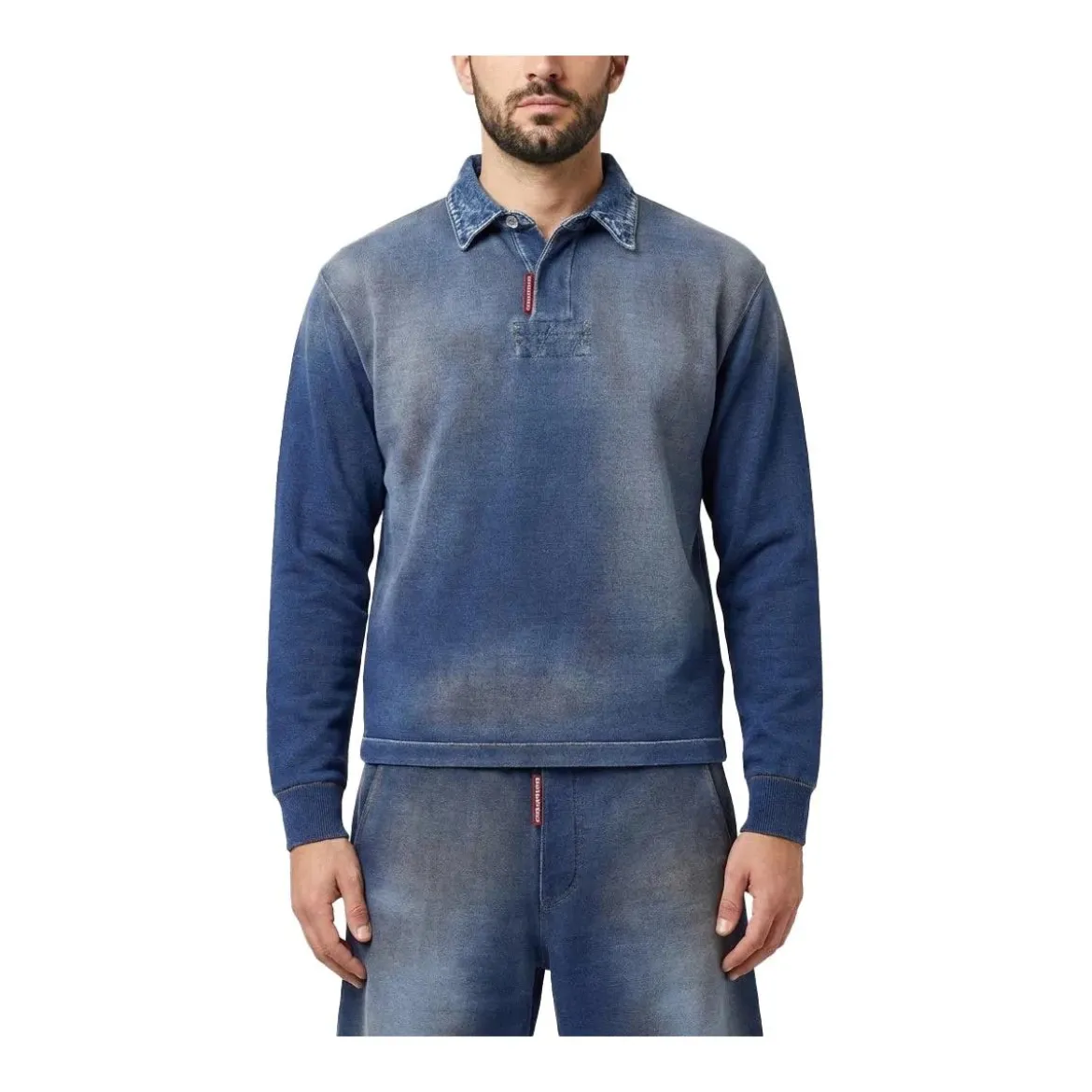 Dsquared2 Langarm-Poloshirt im Denim-Style blau Poloshirt