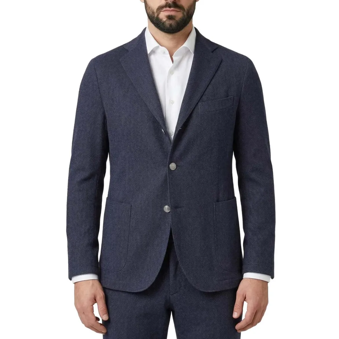 Eleventy Sakko aus Baumwollmix blau Anzugjacke