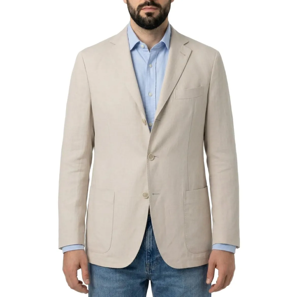 Eleventy Sakko aus Leinenmix beige Anzugjacke