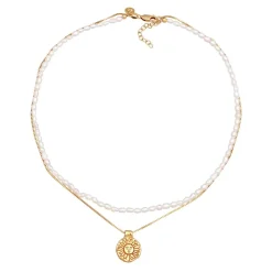 Elli Halskette Choker Layer Sonne Süßwasserperlen 925 S gold Choker