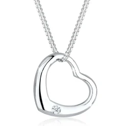 Elli Halskette Herz Liebe Diamant (0.03 ct.) 925 Silber weiss Mittellange Halskette