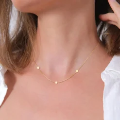 Elli Halskette Plättchen Kreis Rund Coin Boho 375 Gelbg gold Mittellange Halskette