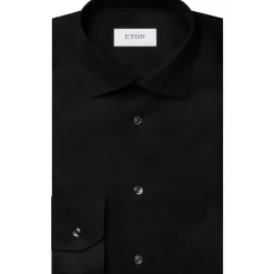 Eton Eton Solid Signature Twill Shirt Lange Mouw Overhe schwarz Hemd
