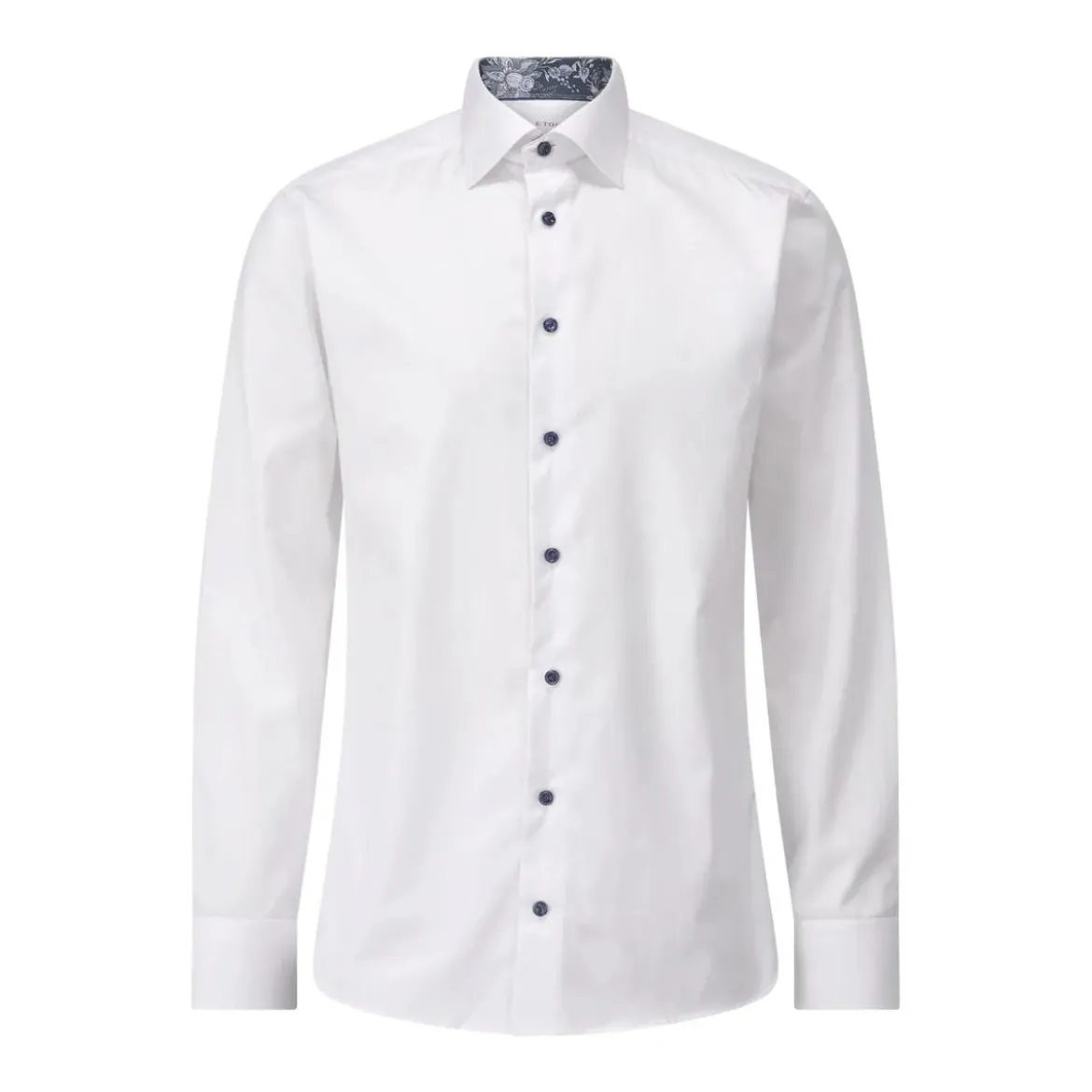 Eton Slim-Fit Baumwollhemd mit floralen Details Weiß Hemd