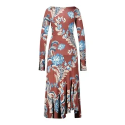 Etro Jersey Kleid mit floralem Muster braun Midikleid
