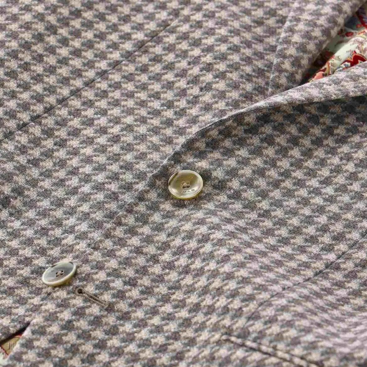 Etro Sakko mit Hahnentrittmuster beige Anzugjacke
