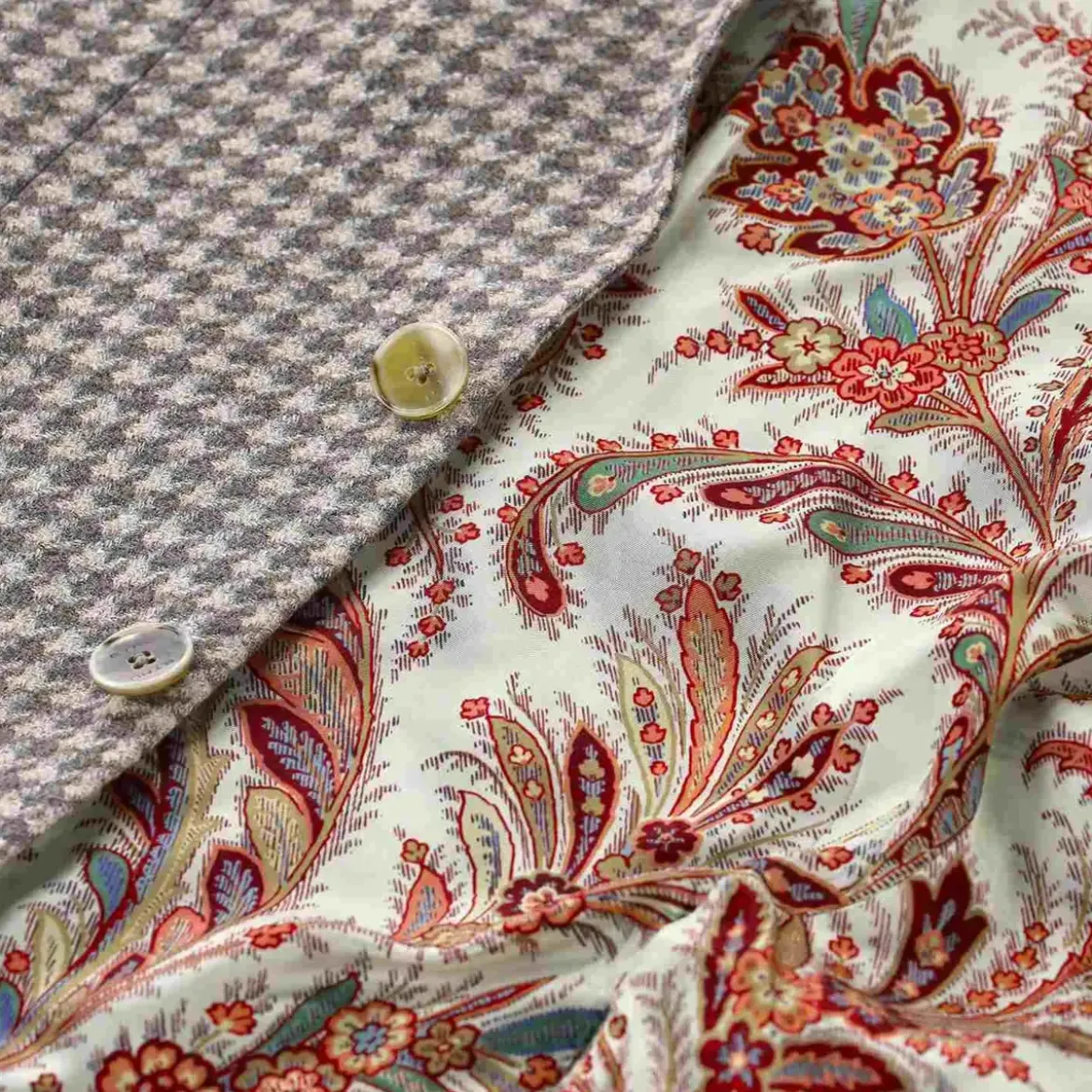 Etro Sakko mit Hahnentrittmuster beige Anzugjacke