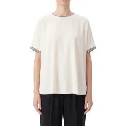 Fabiana Filippi Blusenshirt aus Seiden-Mix weiß T-Shirt