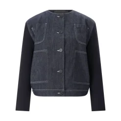 Fabiana Filippi Jacke aus Denim und Strick dunkelblau Jeansjacke
