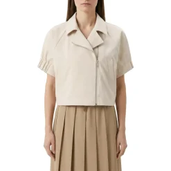 Fabiana Filippi Kurzarm-Jacke aus Materialmix beige Übergangsjacke