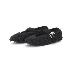Fabio Rusconi Mary-Jane Ballerinas mit Teddyfell schwarz Schnürschuhe