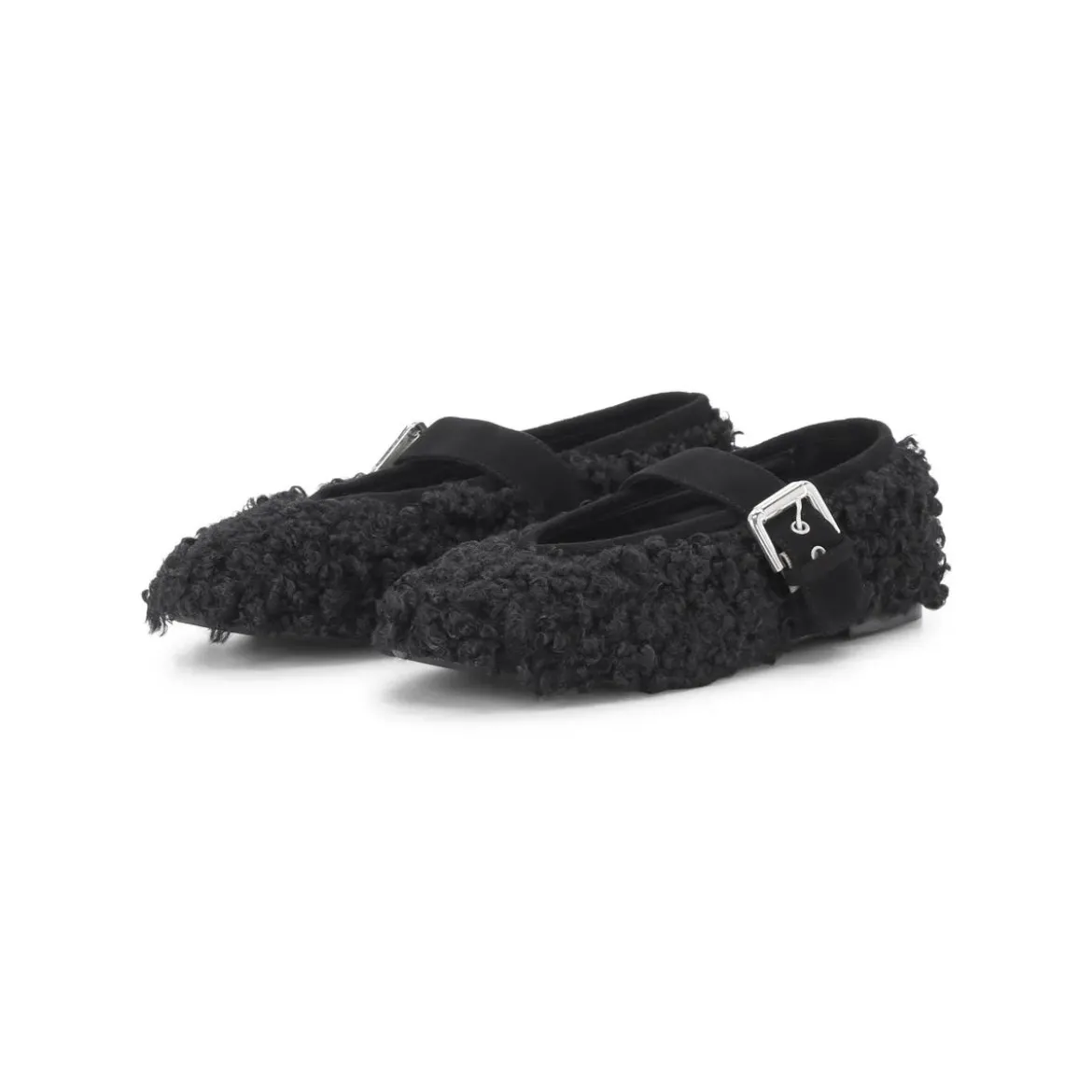 Fabio Rusconi Mary-Jane Ballerinas mit Teddyfell schwarz Schnürschuhe