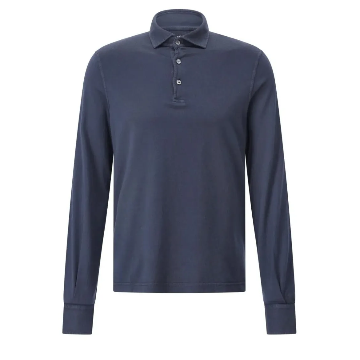 Fedeli Langarm-Poloshirt aus Baumwolle Dunkelblau Poloshirt
