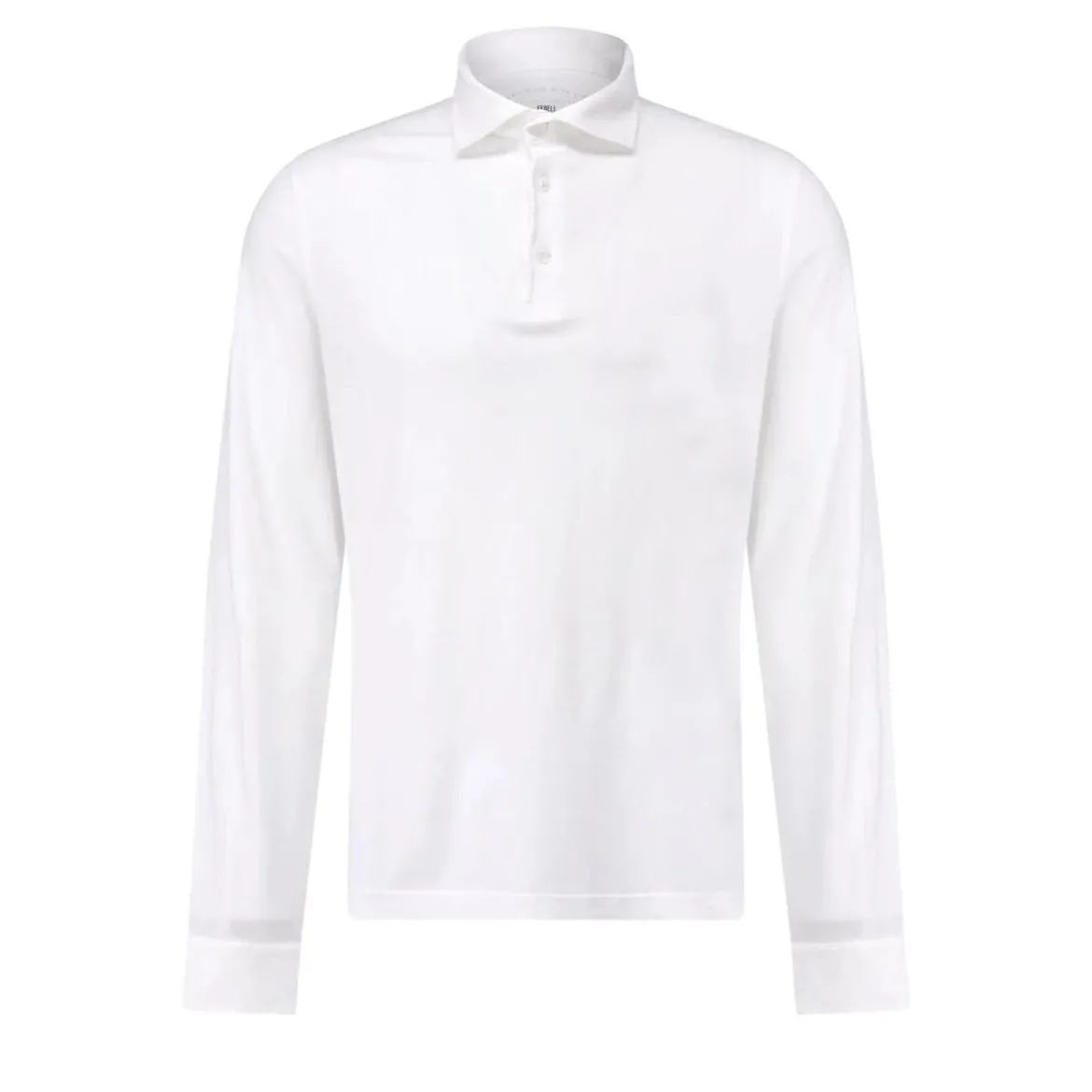 Fedeli Langarm-Poloshirt aus Baumwolle Weiß Poloshirt