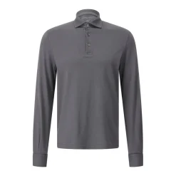 Fedeli Langarm-Poloshirt aus Baumwolle Anthrazit Poloshirt