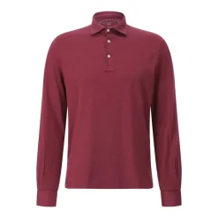 Fedeli Langarm-Poloshirt aus Baumwolle Dunkelrot Poloshirt