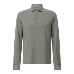 Fedeli Langarm-Poloshirt aus Baumwolle Grün Poloshirt