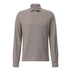 Fedeli Langarm-Poloshirt aus Baumwolle Braun Poloshirt