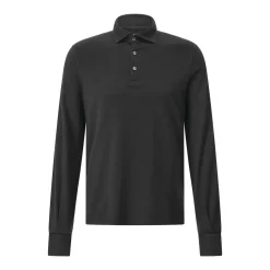 Fedeli Langarm-Poloshirt aus Baumwolle Schwarz Poloshirt