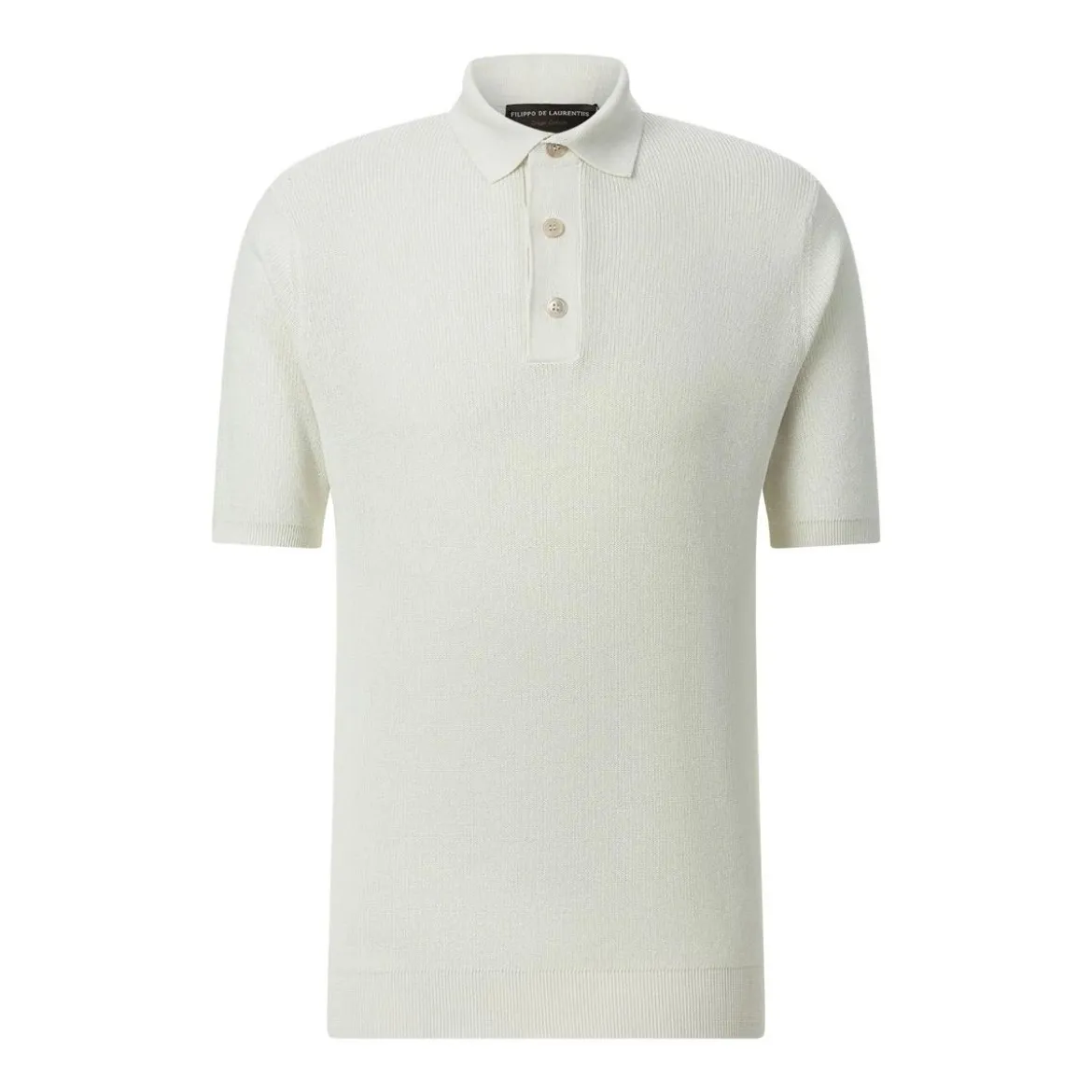 FILIPPO DE LAURENTIIS Poloshirt aus Crêpe-Baumwolle weiß Poloshirt