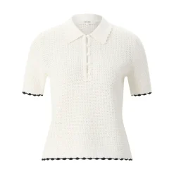 FRAME Gestricktes Shirt mit Lochmuster weiß T-Shirt