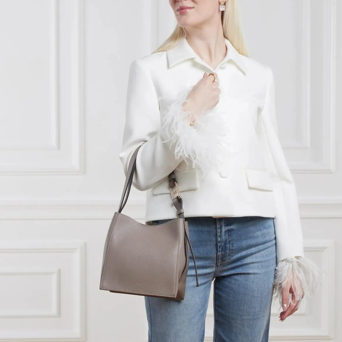 Furla Furla Nuvola Mini Bucket Bag 2 Stucco Gray Bucket Bag