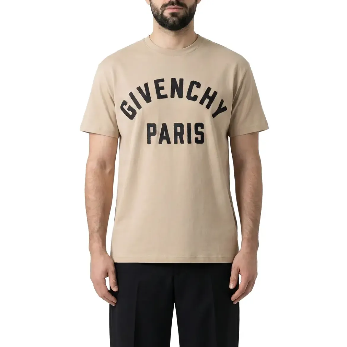 Givenchy Cotton T-Shirt With Grosgrain Appliqué And Riveted Neutrals T-Shirt