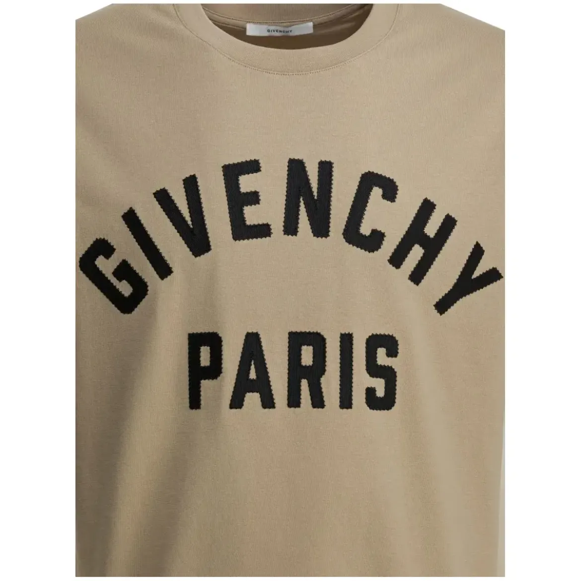 Givenchy Cotton T-Shirt With Grosgrain Appliqué And Riveted Neutrals T-Shirt
