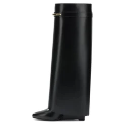 Givenchy Pointed Toe Calf Leather Ankle Boots With Metallic Black Stiefel