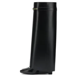 Givenchy Pointed Toe Calf Leather Ankle Boots With Metallic Black Stiefel