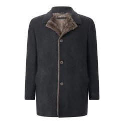 GMS-75 Wollmantel mit Pelzfutter blau Wollmantel