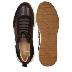 Heinrich Dinkelacker Der Toronto Sneaker CL in Weiß mit Bordeaux-Akzent dunkel-braun Low-Top-Sneaker
