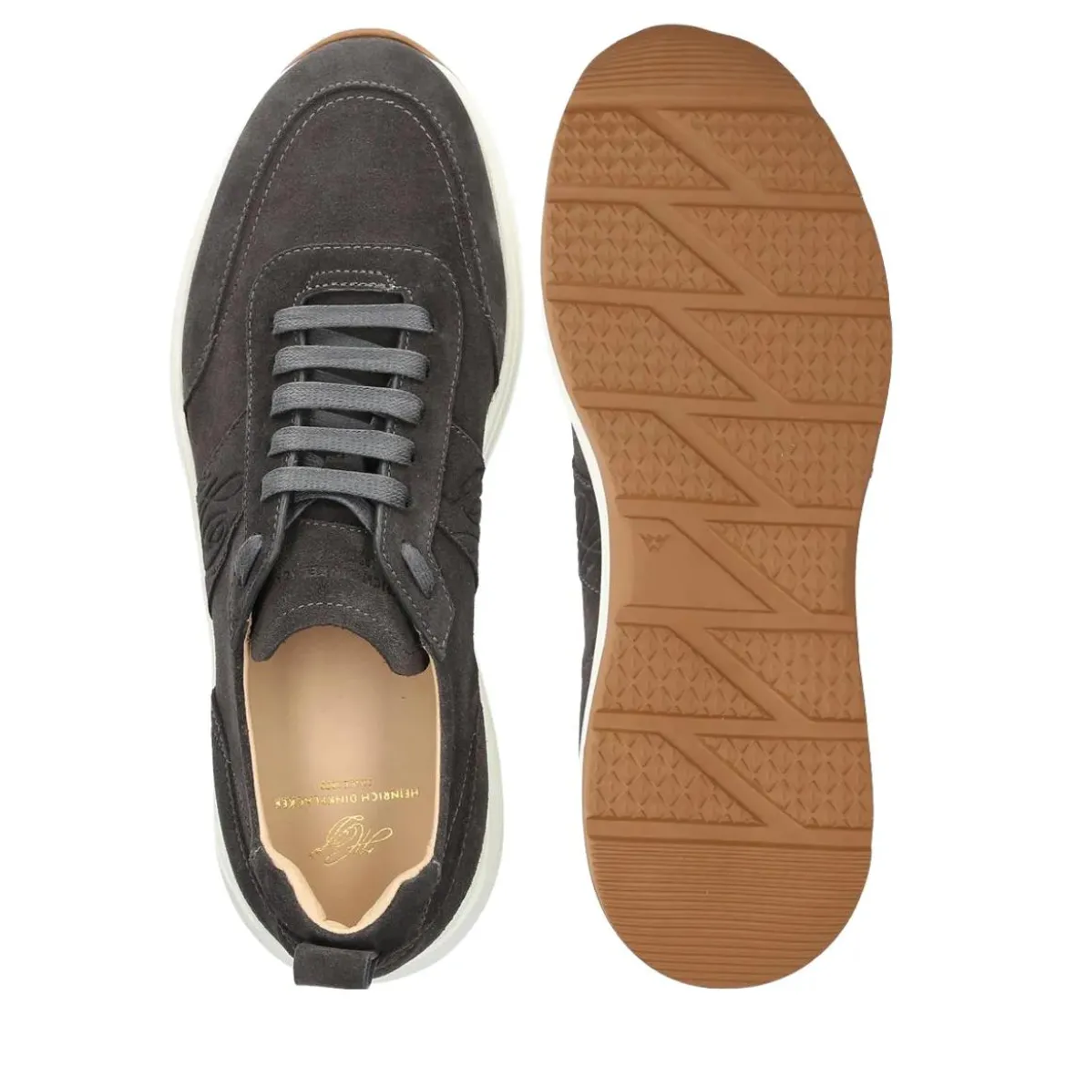Heinrich Dinkelacker Sportliche Dynamik trifft auf zeitlose Eleganz: De dunkel-grau Low-Top-Sneaker
