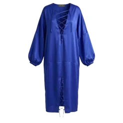 Helene Galwas Kleid aus Satinseide IVANARE blau Midikleid
