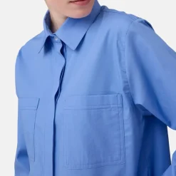 Helene Galwas Oversize Blusenhemd LUKA mittel-blau Bluse