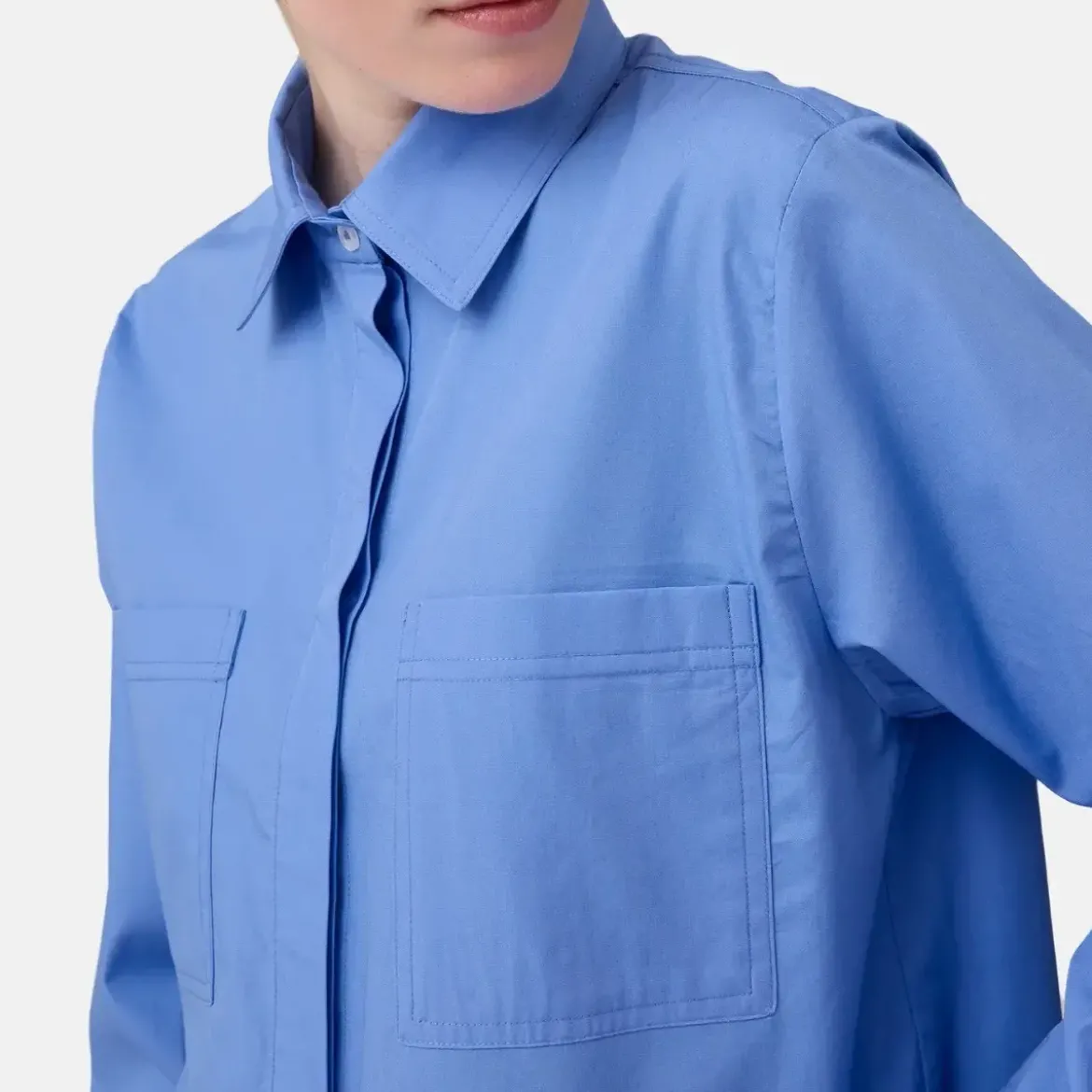 Helene Galwas Oversize Blusenhemd LUKA mittel-blau Bluse