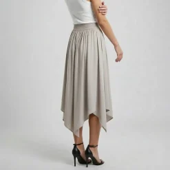 Helene Galwas Rock aus Seidensatin ILKARE beige Midirock