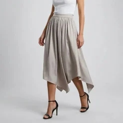 Helene Galwas Rock aus Seidensatin ILKARE beige Midirock
