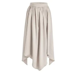 Helene Galwas Rock aus Seidensatin ILKARE beige Midirock