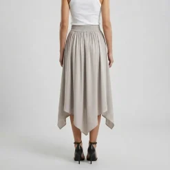 Helene Galwas Rock aus Seidensatin ILKARE beige Midirock