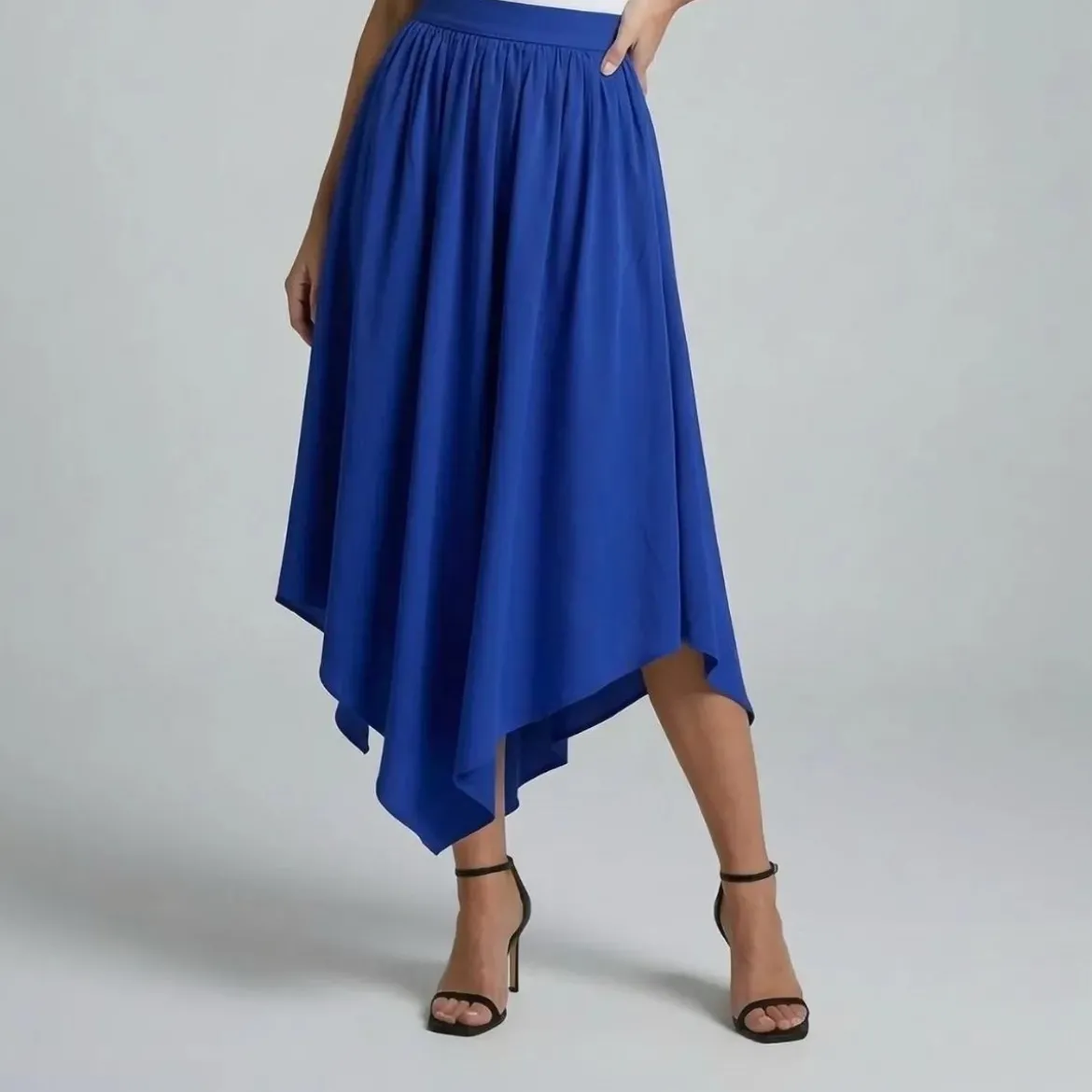 Helene Galwas Rock aus Seidensatin ILKARE blau Midirock