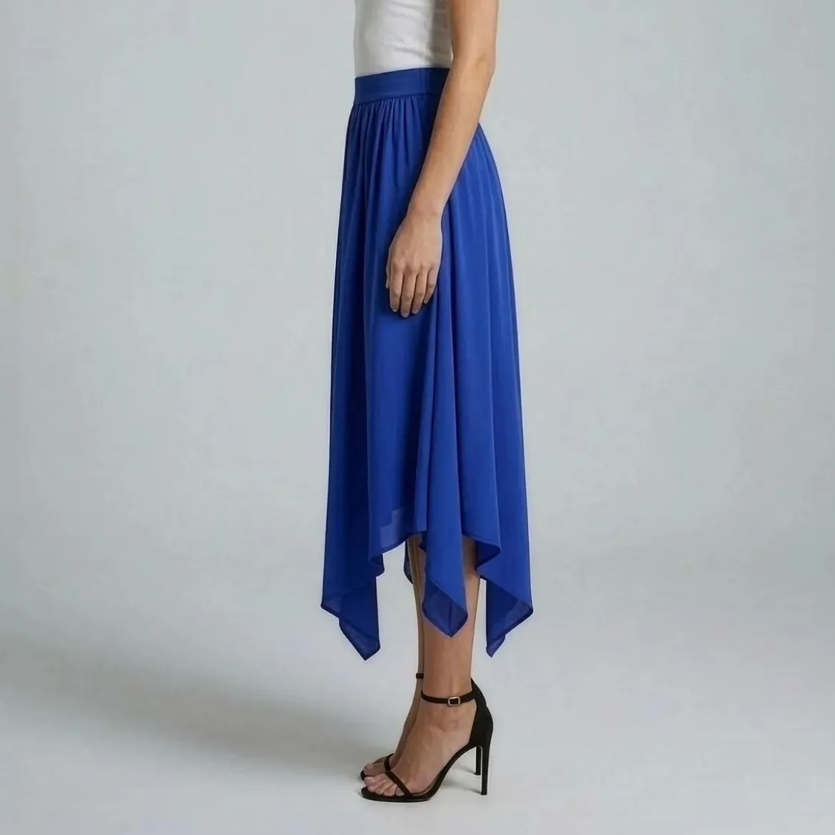 Helene Galwas Rock aus Seidensatin ILKARE blau Midirock