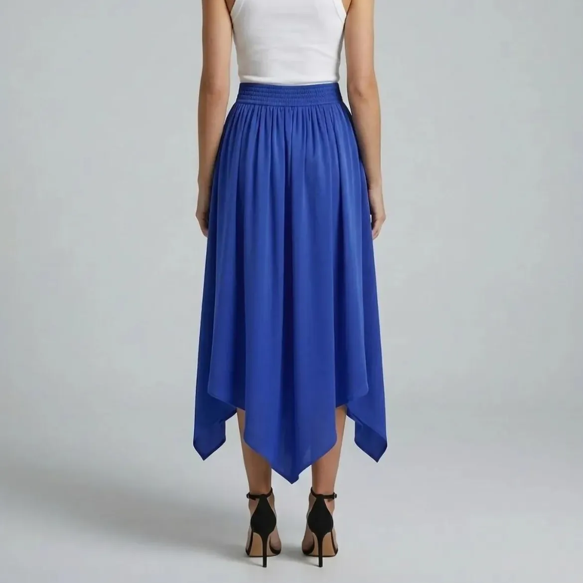 Helene Galwas Rock aus Seidensatin ILKARE blau Midirock