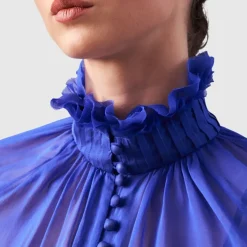 Helene Galwas Seidenbluse BABETT blau Bluse